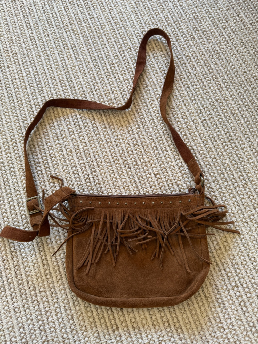 Minnetonka Brown Suede Fringe Crossbody Bag